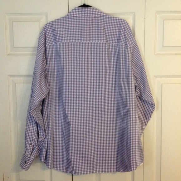 KENNETH COLE REACTION Men's XXL Cotton Button Up Blue Purple White Plaid Cotton - Picture 5 of 6